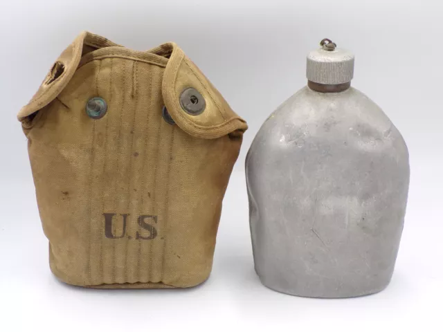 WW1 WWI US Army Military Canteen w/ Cover and Canteen Cup Dated 1918 Broken Snap