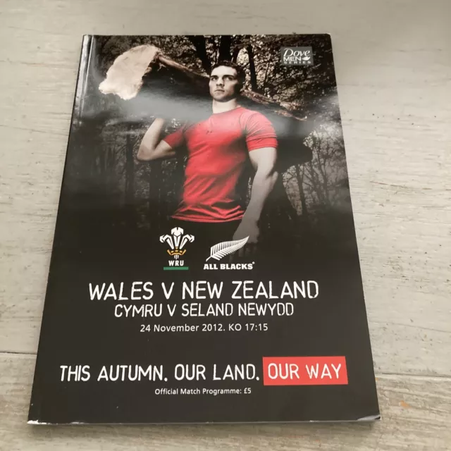 2012 Wales V New Zealand All Blacks Test International Rugby Union Programme Vgc