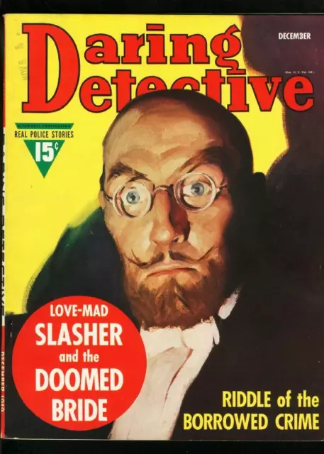 Mag: Daring Detective Dec 1939-Love Mad Slasher-Doomed Bride-Fn/Vf Fn/Vf
