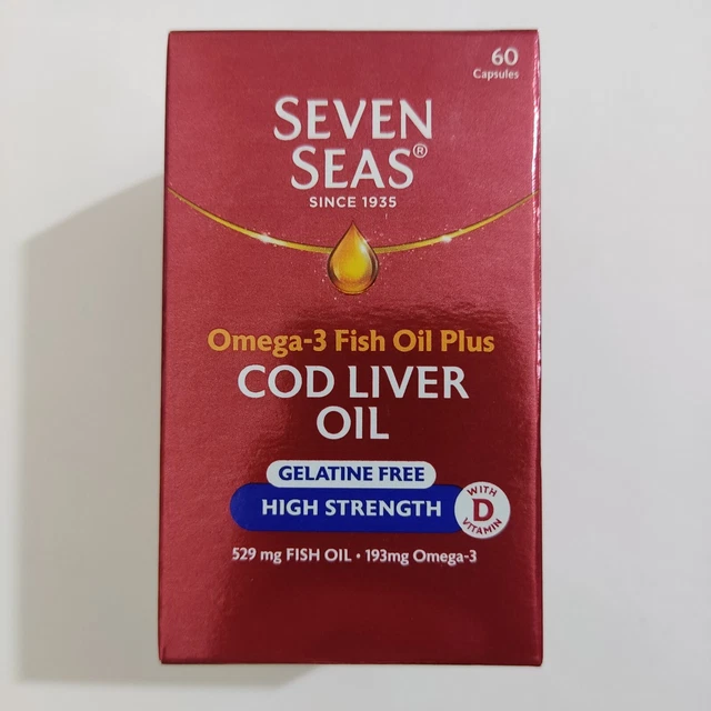 COD LIVER OIL High Strength Gelatine Free Seven Seas Omega3 60 New £9.