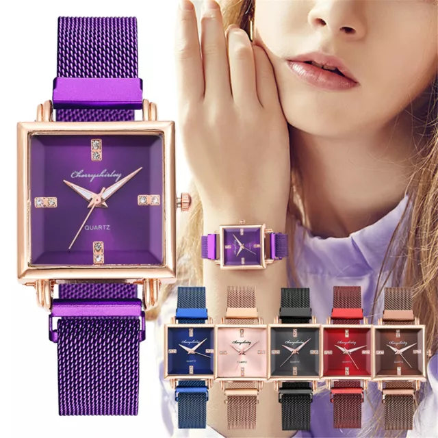 Square Watch Women Ladies Watch Rose Gold Alloy Mesh Band Strap Wrist Watches