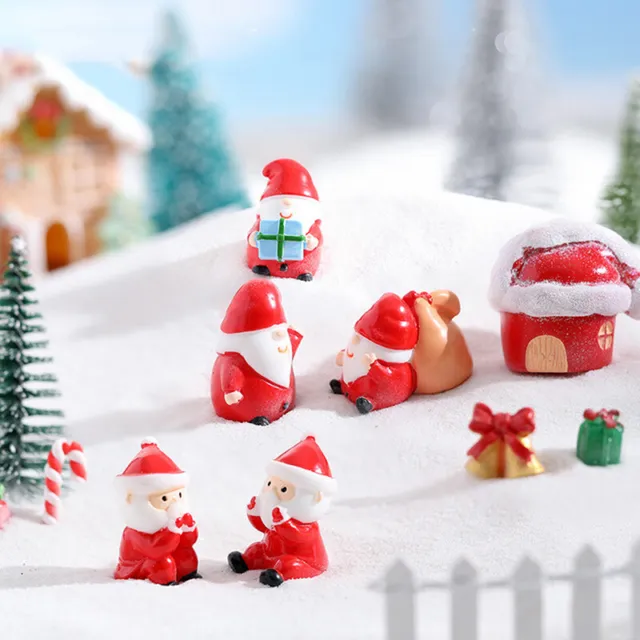 1PC Mini Resin Santa Claus Snowman Figurine Bonsai Ornament Micro LandscaYH 2