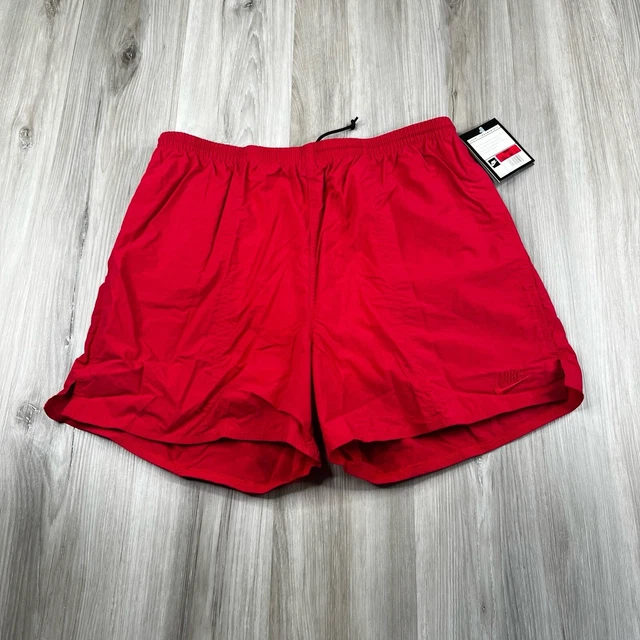 Vintage 90s Nike Cherry Red Shorts Trunks Nylon Spellout Swoosh Tonal Size L