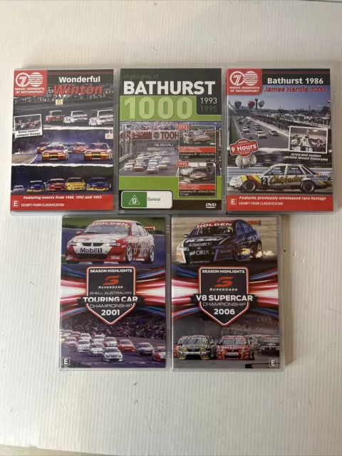 V8 Supercar Championship plus Bathurst 1000 DVD Highlights Bundle X 5 VGC