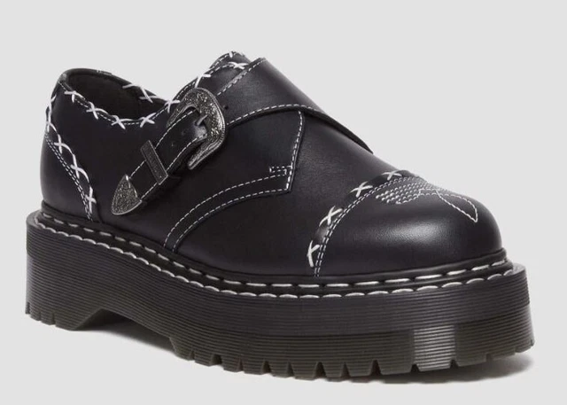 DR. MARTENS MONK Quad GA Leather Strap Shoes Platform - Black