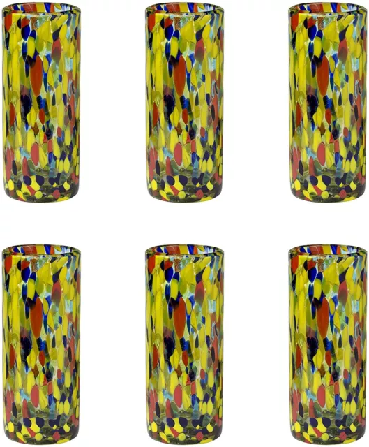 Set of 6 Amici Home Carnaval Tom Collins Hiball Drinking Glass Handblown 12 oz