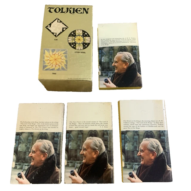 J.R.R TOLKIEN HOBBIT Lord of the Rings 4 Book Box Set Gold PB ...