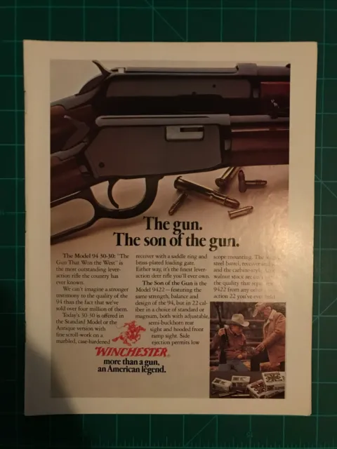 1976 Winchester Print Ad. Model 94 Lever Action Rifle. 30-30 22 Cal. Gun. 8"x11"