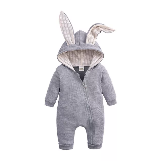Boy Girl Kids Bear Hooded Romper Jumpsuit Bodysuit Clothes Outfits Newborn Baby