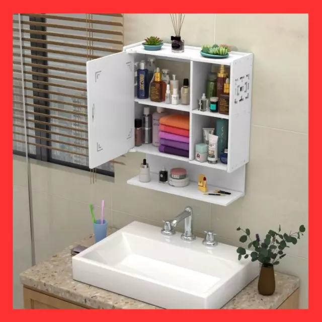 Mobile mobiletto pensile bagno bianco sospeso mensola portaoggetti arredo