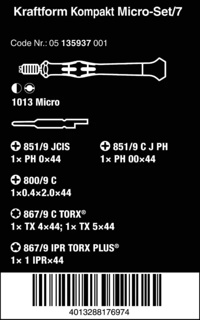 wera Kraftform Kompakt Micro tournevis de précision 05135937001 3