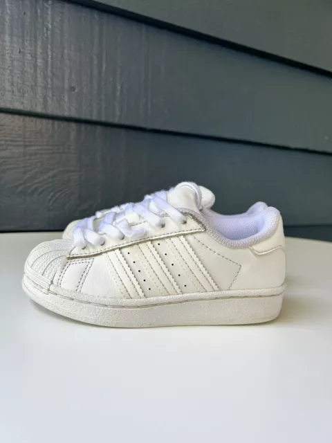 Kids Unisex  ADIDAS Originals SUPERSTAR C SHOES EF5395 TRIPLE WHITE Size 10.5K