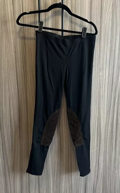 Rugby Ralph Lauren Black Stretch With Suede Patch Equestrian Leggings S Small