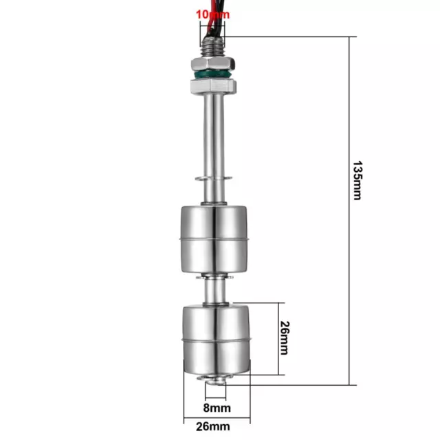 Vertical Stainless Steel Dual Ball Tank Liquid Water Level Sensor Float Switch 2