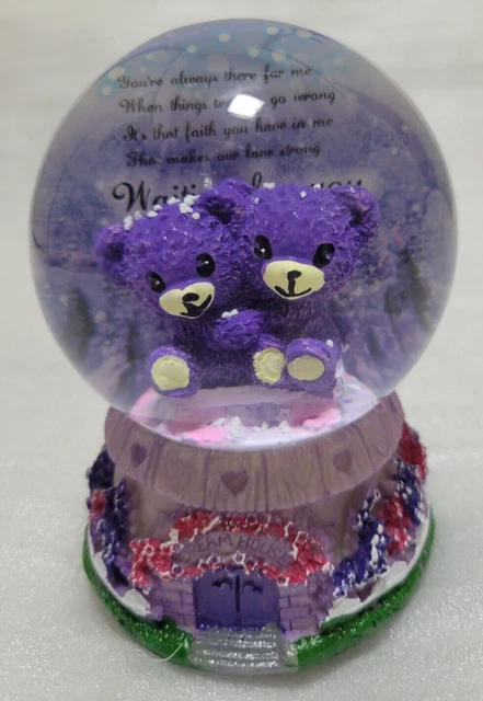 Happy Bear Carillon Sfera di cristallo con neve Lampada Diverse musiche...