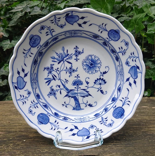 Vecchio Ernst Teichert Meissen Piastra Pranzo Piatto Blu Cipolla Ø 23,0 CM ~1920