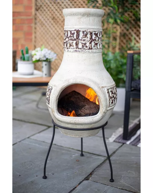 La Hacienda Tulum Clay Chimenea Patio Outdoor Fire Pit RRP £89.99