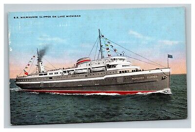 Vintage 1930's Postcard SS Milwaukee Clipper Lake Michigan Great Lakes Wisconsin