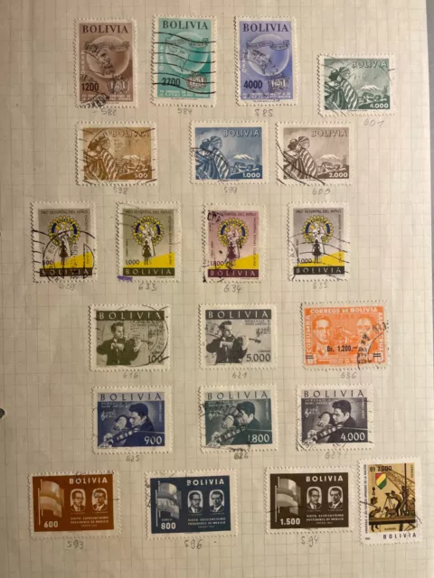 Bolivien Briefmarken 3 Blätter, 2 Briefe 1950 bis etwa 1965 gestempelt 3