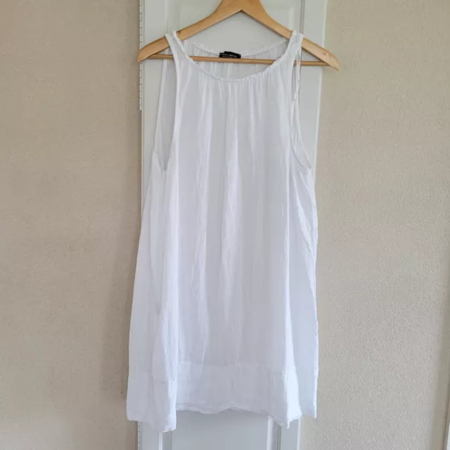 Francesca Bettini Women's Sleeveless White 100% Linen A-Line Dress Size Large