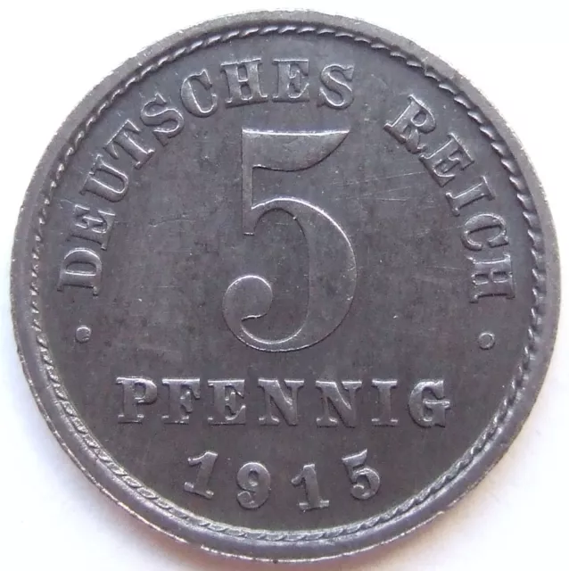 Ersatzmünze Deutsches Reich 5 Pfennig 1915 D in fast Stempelglanz