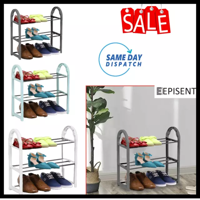 Shoe Rack 3 Tier Compact Office Home Storage Portable Organiser Hallway Stand