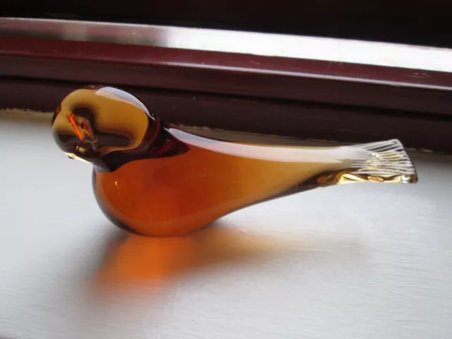 Wedgewood ? Amber Glass Bird Paperweight