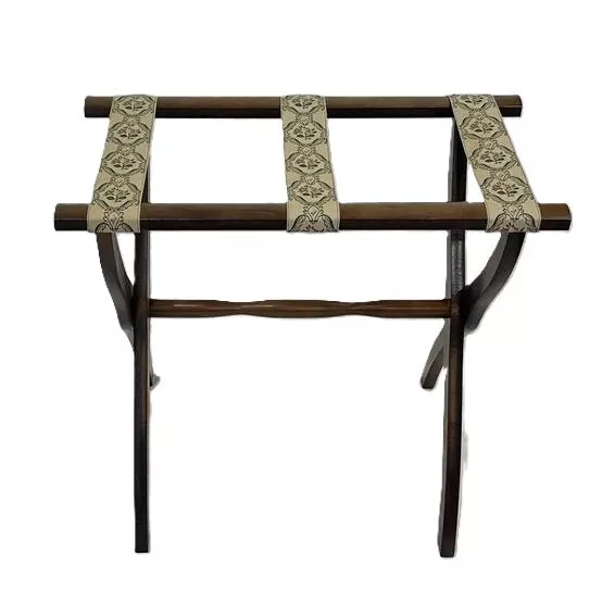 Vintage SCHEIBE Wood Folding Luggage Suitcase Rack Stand w/ Tapestry Straps BnB