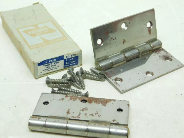 PAIR! National Mfg. Tight Pin Butts Hinge SC-505 3-1/2" x 3-1/2" USA MADE! ES