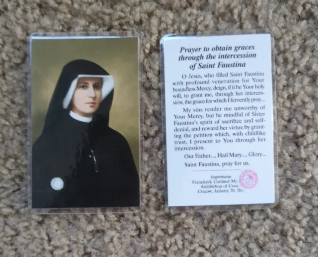Christian Second Class Relic St. Faustina Kowalska Vestment Holy Card SUPER RARE