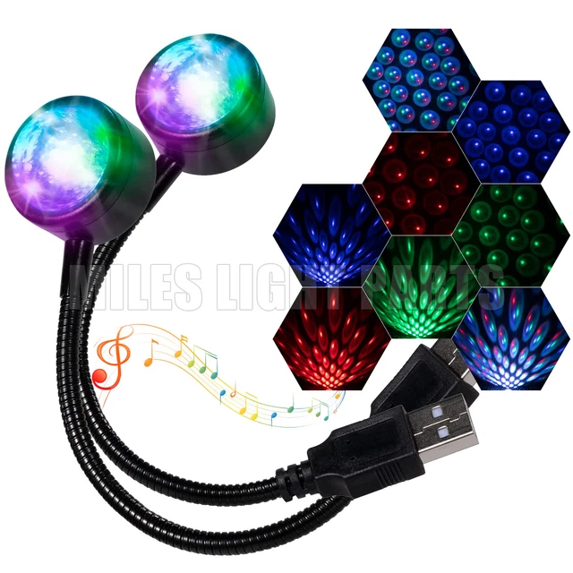 2X 4COLOR 9MODES Rotating LED Ambient Star Light Car Projector USB