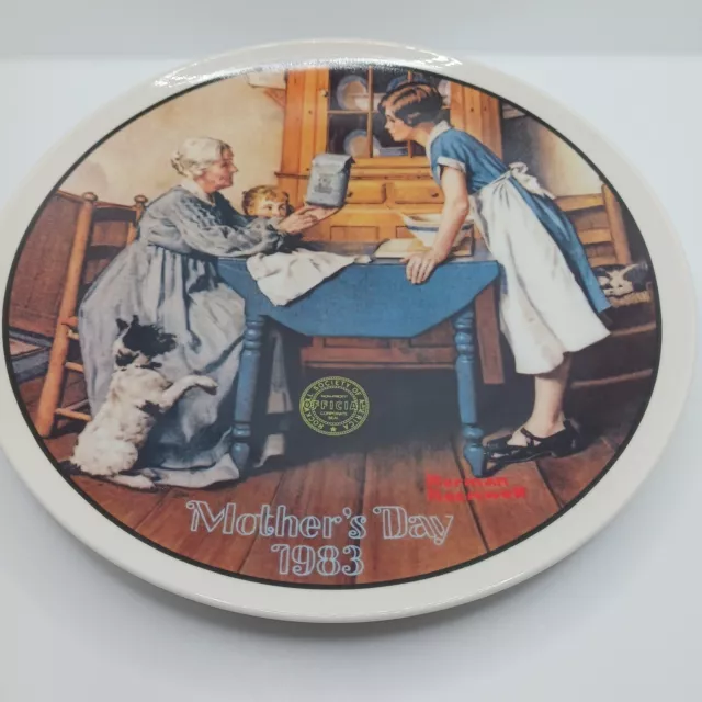 1983 Norman Rockwell MOTHER'S DAY 8.5" Plate Add Two Cups and a Measure of Love