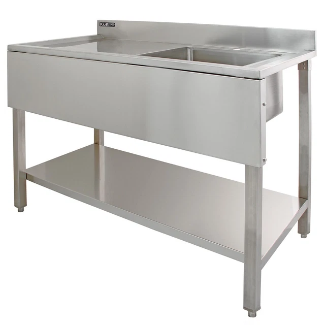 Stainless Steel Catering Bench & Wall Shelves Commercial Kitchen Work Prep Table