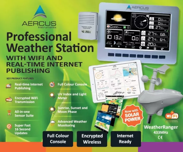 Aercus™ WeatherRanger® Pro WiFi Weather Station with Real-time Internet Access