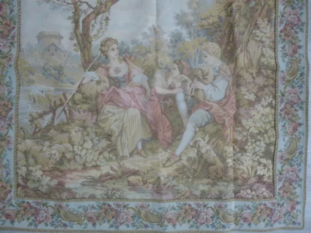 Alter großer Gobelin Wandteppich Tapestry Handarbeit 117 x 119 cm Top