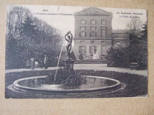 CPA METZ (57) LA FONTAINE JOHNSTON à l'ESPLANADE. LE PALAIS DE JUSTICE. LORRAINE