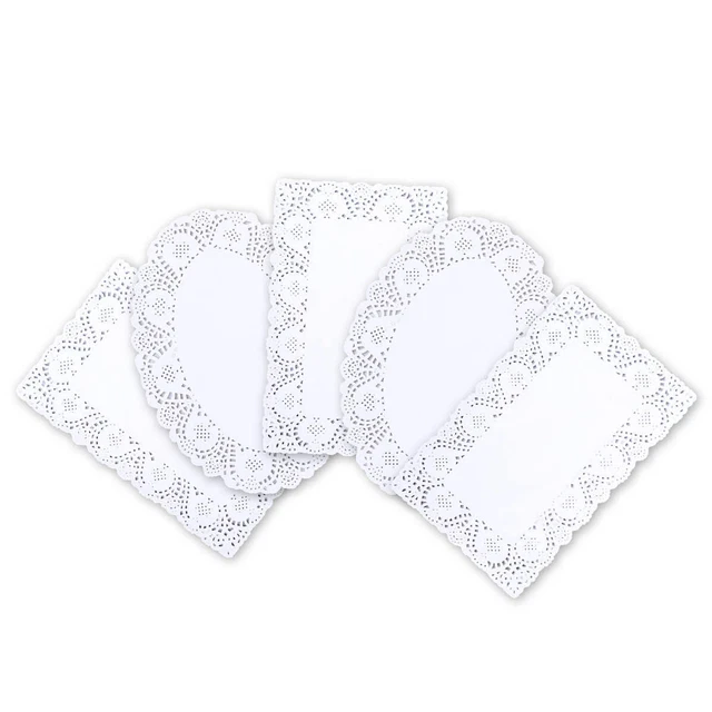 HOME MASTER 216PCE Assorted Oval Rectangle Lace Paper Doilies Food Safe