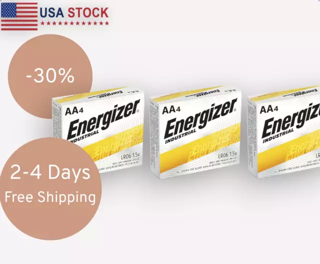 12 Energizer Industrial AA Alkaline Batteries (EN91, LR6)