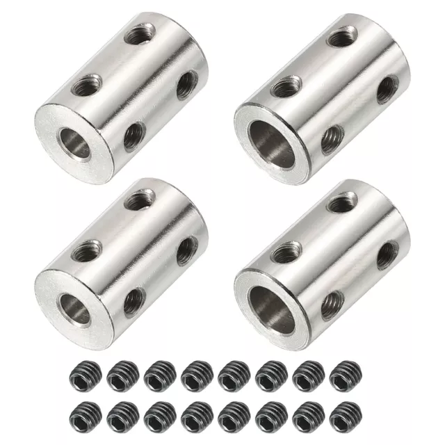 Shaft Coupler L22xD14 5mm to 8mm Stainless Steel w Screw Silver 4Pack