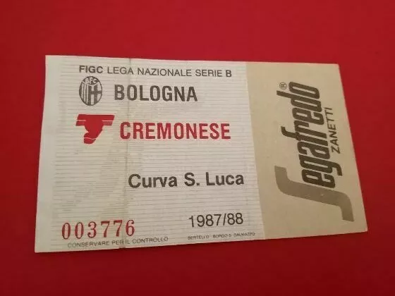 Biglietti Calcio Ticket Stadio Bologna Cremonese 1987 88