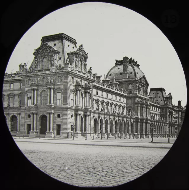 Glass Magic Lantern Slide SOUTH SIDE OF THE LOUVRE PARIS C1890 PHOTO FRANCE