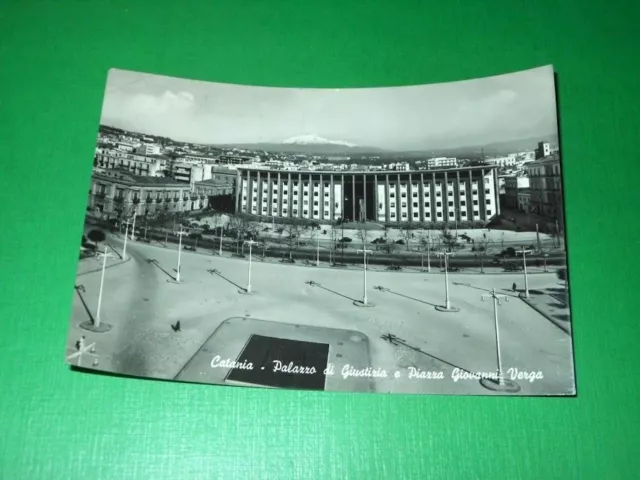 Cartolina Catania - Palazzo di Giustizia e Piazza Giovanni Verga 1956