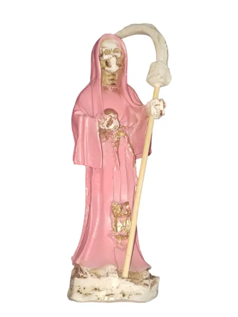 5" Pink Rosado Estatua De La Santa Muerte Holy Death Mexico Fixed Cured Statue