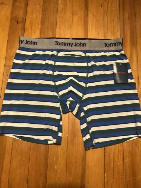 Tommy John Men's Second Skin L Boxer Brief Underwear Tri-Color Stripe SZ LARGE