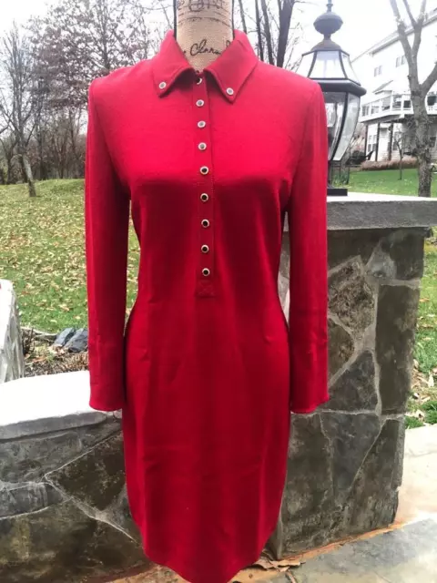 St john Collection santana knit red dress size 2  (100