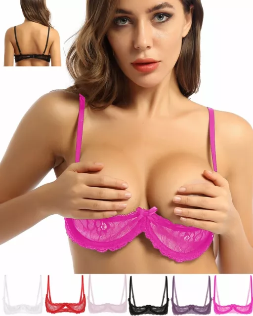 Sexy Women Push up Bra Cup Open Breast Bralette Top Lingerie Nightwear Bustier