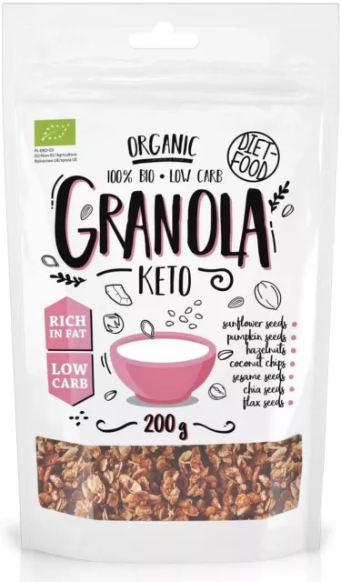 Organic Keto Crunchy Granola - 200G- Sugar Free, Gluten Free,Paleo, Lchf