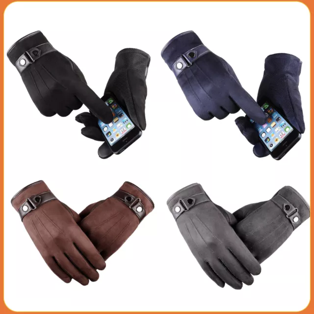 Men's Touch Screen Leather Gloves Thermal Fleece Lined Driving Winter Warm Gift