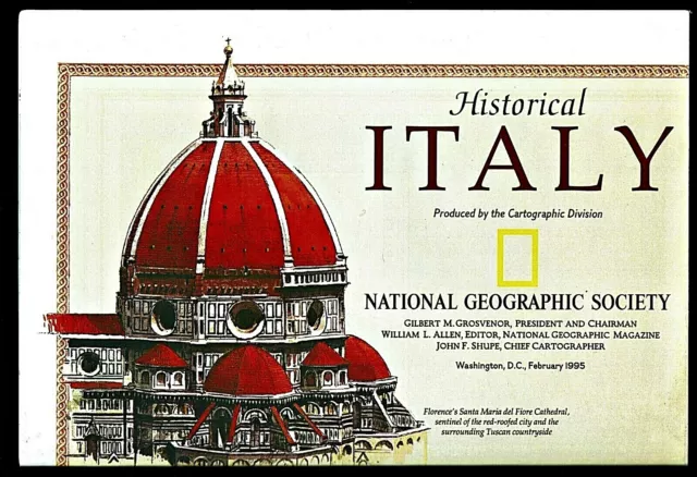 1995-2 February Historical ITALY IT National Geographic Map Poster EUC - A3+