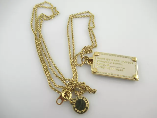 Marc by Marc Jacobs Gold Tone and Enamel Standard Supply Tag Pendant Necklace